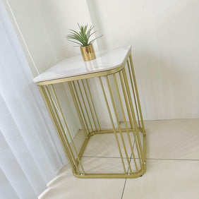 Steffi Square Marble Gold Night End Table