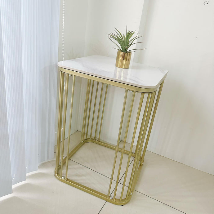 Steffi Square Marble Gold Night End Table
