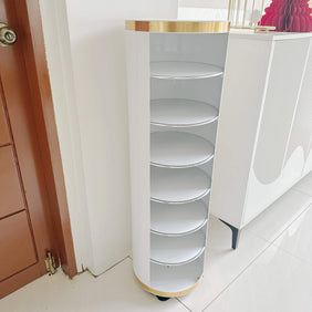 Cylinder Rotating Shelf in Gold & White