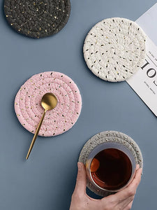 Fabric Coaster with Gold Details