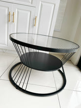 Load image into Gallery viewer, Clara Black Glass &amp; Steel Round Center Table