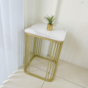 Steffi Square Marble Gold Night End Table