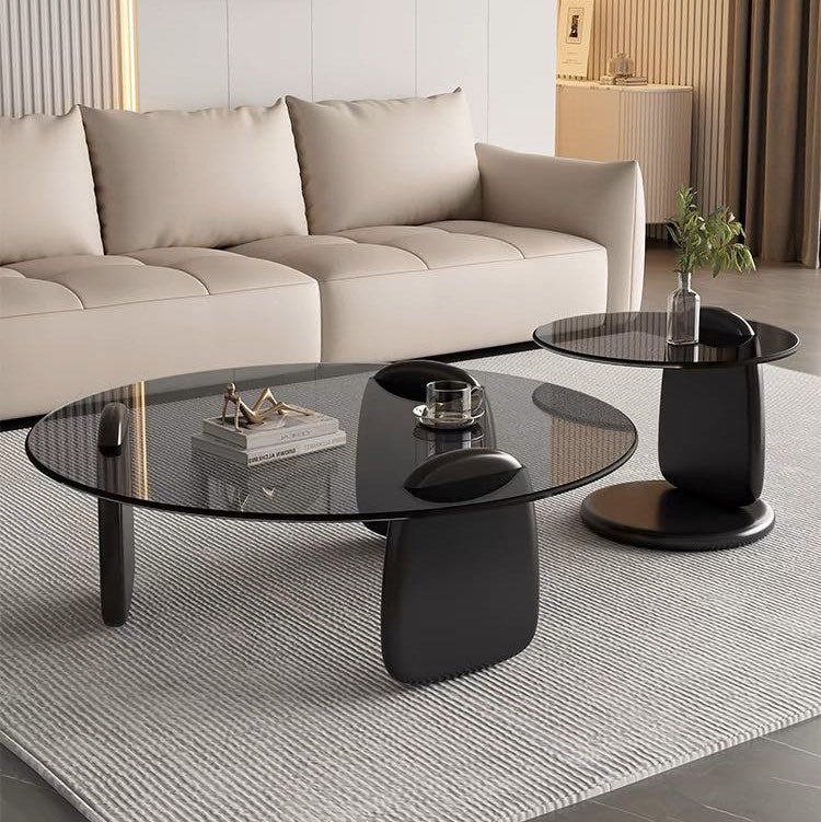 Greta Modern Glass Double Center Table (Black)