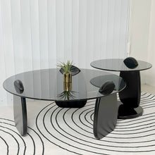 Load image into Gallery viewer, Greta Modern Glass Double Center Table (Black)