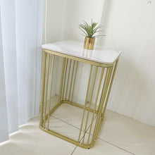 Load image into Gallery viewer, Steffi Square Marble Gold Night End Table