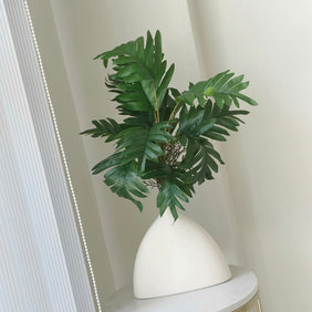 Modern Arch Vase with Artificial Lush Green Palm Plant