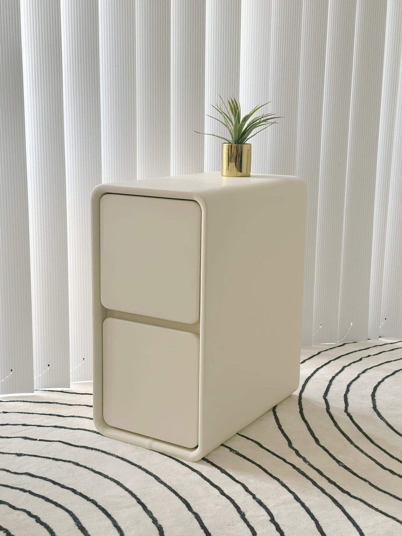 Nancy Minimalist Narrow Side Table / Drawer (Off-White)