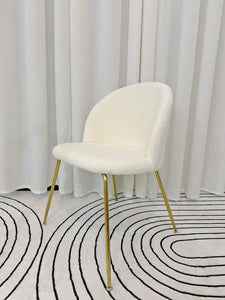 Lamb Wool White & Gold Accent / Vanity / Dining Chair