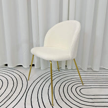 Load image into Gallery viewer, Lamb Wool White &amp; Gold Accent / Vanity / Dining Chair