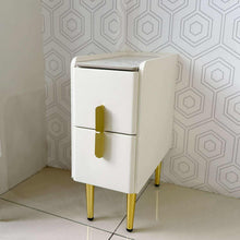 Load image into Gallery viewer, Dahlia Gold Upholstered Bed Side Table Drawer
