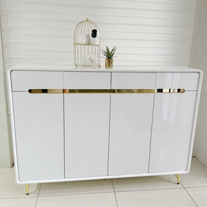 Chloe Luxury Gold Glossy Console Cabinet Table