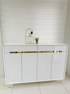 Chloe Luxury Gold Glossy Console Cabinet Table