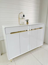 Load image into Gallery viewer, Chloe Luxury Gold Glossy Console Cabinet Table