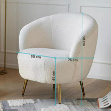 Load image into Gallery viewer, White &amp; Gold Lamb Wool Accent Chair