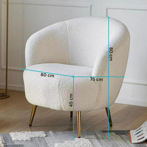 White & Gold Lamb Wool Accent Chair