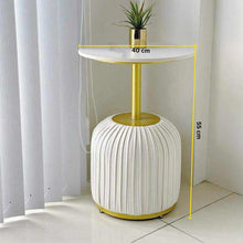 Load image into Gallery viewer, Olivia Gold Marble Leather Design Round Side Table