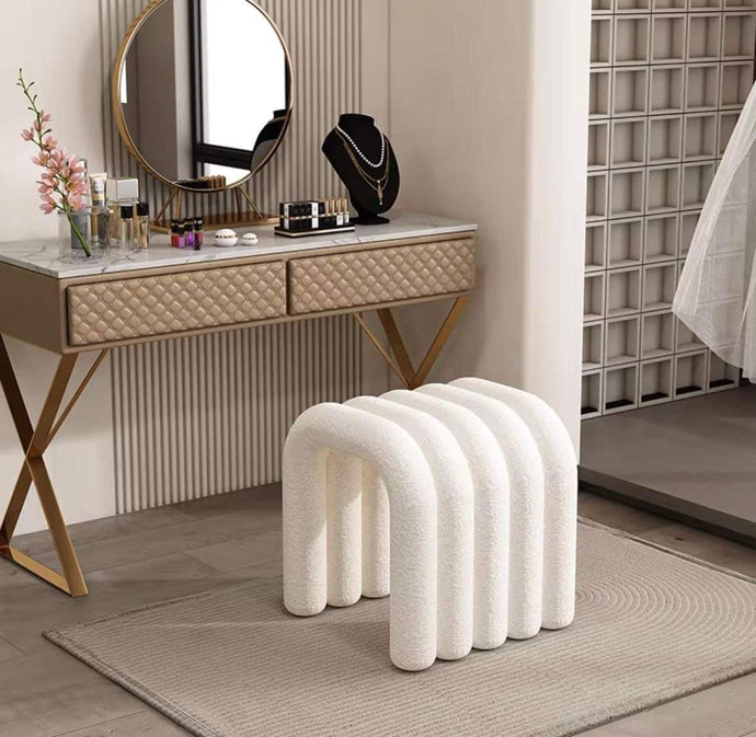 Lamb Wool Vanity Stool Chair