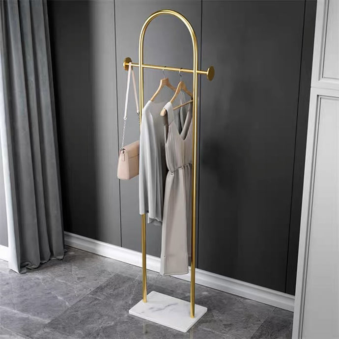 Marble-Printed Tile Base Gold Painted Clothes Hook Rack