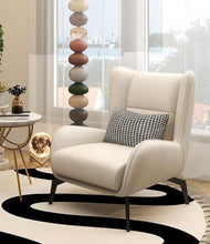 Load image into Gallery viewer, Faux Leather Accent Chair w/ Houndstooth Pillow