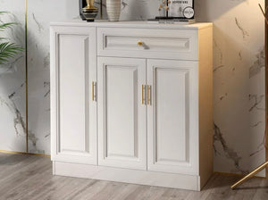 100cm White & Gold Console Pantry Coffee Shoe Cabinet Storage
