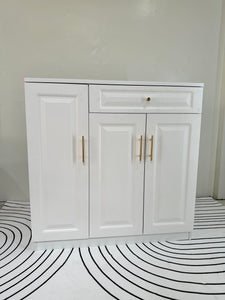 100cm White & Gold Console Pantry Coffee Shoe Cabinet Storage