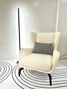 Faux Leather Accent Chair w/ Houndstooth Pillow