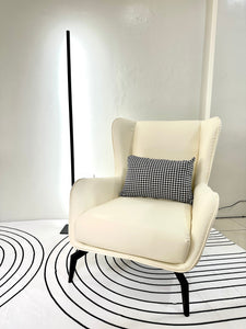 Faux Leather Accent Chair w/ Houndstooth Pillow