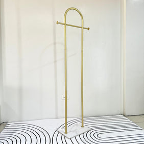 Marble-Printed Tile Base Gold Painted Clothes Hook Rack