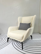 Load image into Gallery viewer, Faux Leather Accent Chair w/ Houndstooth Pillow