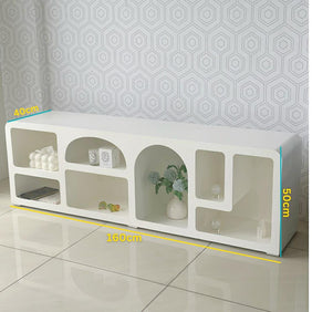 [Preorder] Mediterranean Cement Look Wood White TV Table Rack