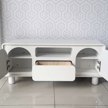 Load image into Gallery viewer, 120cm modern white mediterranean console tv rack table cabinet for 50” tv or smaller