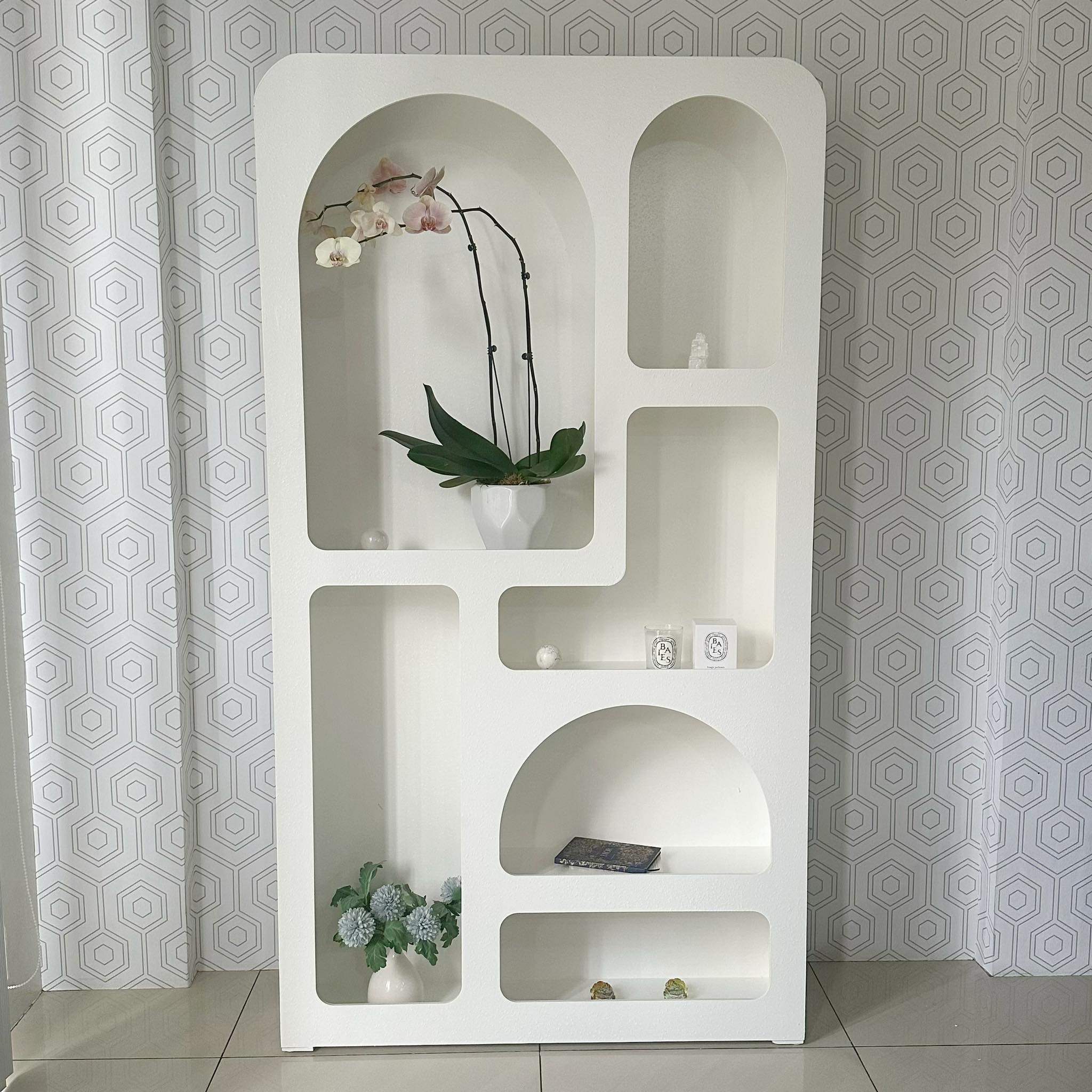 Mediterranean Cement Look Wood White Shelf