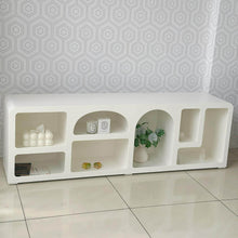 Load image into Gallery viewer, [Preorder] Mediterranean Cement Look Wood White TV Table Rack
