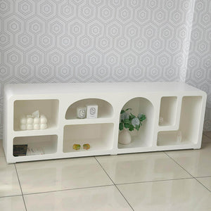 [Preorder] Mediterranean Cement Look Wood White TV Table Rack