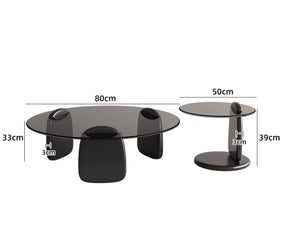 Greta Modern Glass Double Center Table (Black)