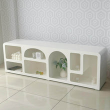 Load image into Gallery viewer, [Preorder] Mediterranean Cement Look Wood White TV Table Rack