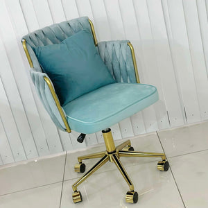 Taylor Gold Velvet Swivel Office Vanity Study Computer Work Accent Chair