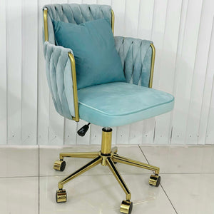 Taylor Gold Velvet Swivel Office Vanity Study Computer Work Accent Chair