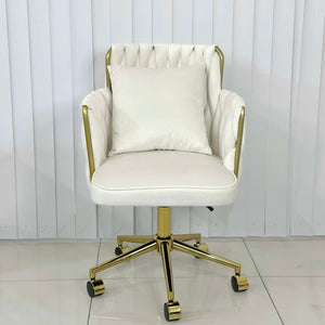 Taylor Gold Velvet Swivel Office Vanity Study Computer Work Accent Chair