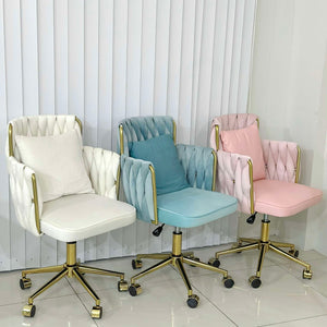 Taylor Gold Velvet Swivel Office Vanity Study Computer Work Accent Chair