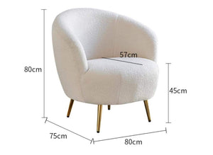 White & Gold Lamb Wool Accent Chair