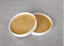 Load image into Gallery viewer, Bamboo Coasters 5-Pack Set Wooden Coasters with Holder - Round Cup Coasters for Cold Drinks and Hot Beverage