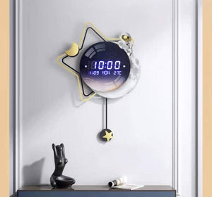 Stars & Astronaut Digital Wall Clock Decor